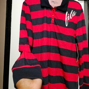 Fila Heritage Women's Boyfriend Polo Long Sleeve Collared Shirt